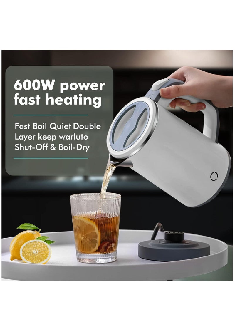 Generic - Travel Kettle Lightweight Small,800ml Kettles Electric Stainless Steel Electric Kettles Fast Boil Quiet Electric Kettles for Business Trip, Travel (White) - Image 1