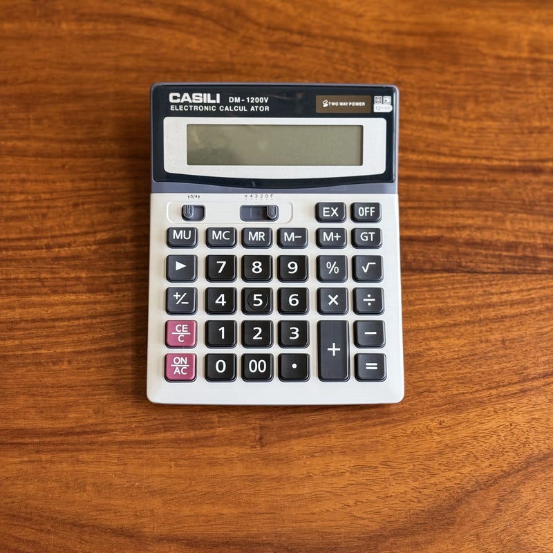 LCD Display Calculator Solar Dual Battery Power Large Screen Multifunctional Office Accounting Big Keys Silvery - Image 3