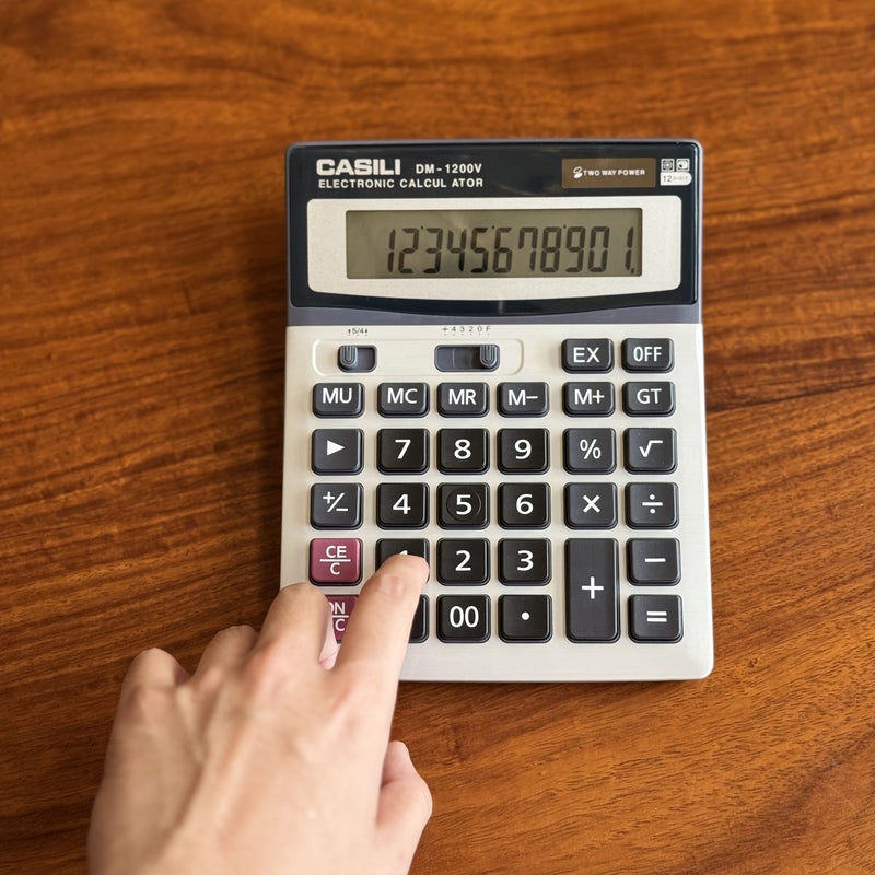 LCD Display Calculator Solar Dual Battery Power Large Screen Multifunctional Office Accounting Big Keys Silvery - Image 4