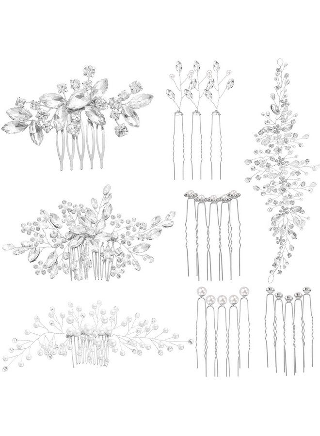 مايتيز 44 قطعة من إكسسوارات شعر الزفاف - لؤلؤ صناعي، كريستال، أمشاط شعر مرصعة بأحجار الراين، مشابك شعر وقطع زهور للعروس ووصيفات العروس (أسلوب أنيق) - Image 1