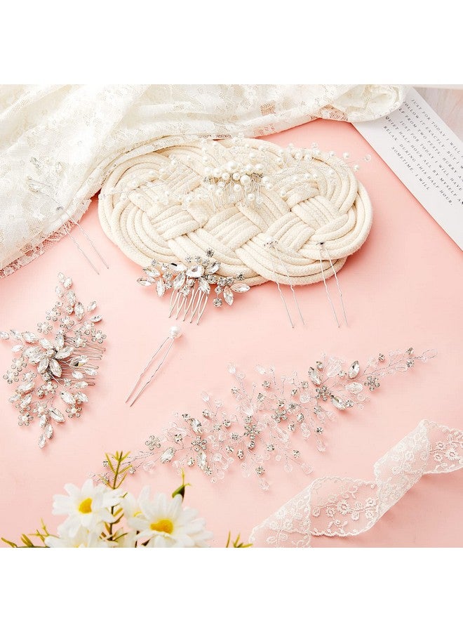 مايتيز 44 قطعة من إكسسوارات شعر الزفاف - لؤلؤ صناعي، كريستال، أمشاط شعر مرصعة بأحجار الراين، مشابك شعر وقطع زهور للعروس ووصيفات العروس (أسلوب أنيق) - Image 4