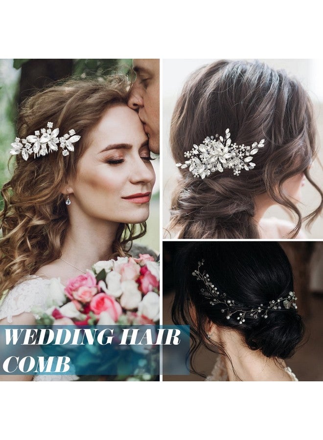 مايتيز 44 قطعة من إكسسوارات شعر الزفاف - لؤلؤ صناعي، كريستال، أمشاط شعر مرصعة بأحجار الراين، مشابك شعر وقطع زهور للعروس ووصيفات العروس (أسلوب أنيق) - Image 3