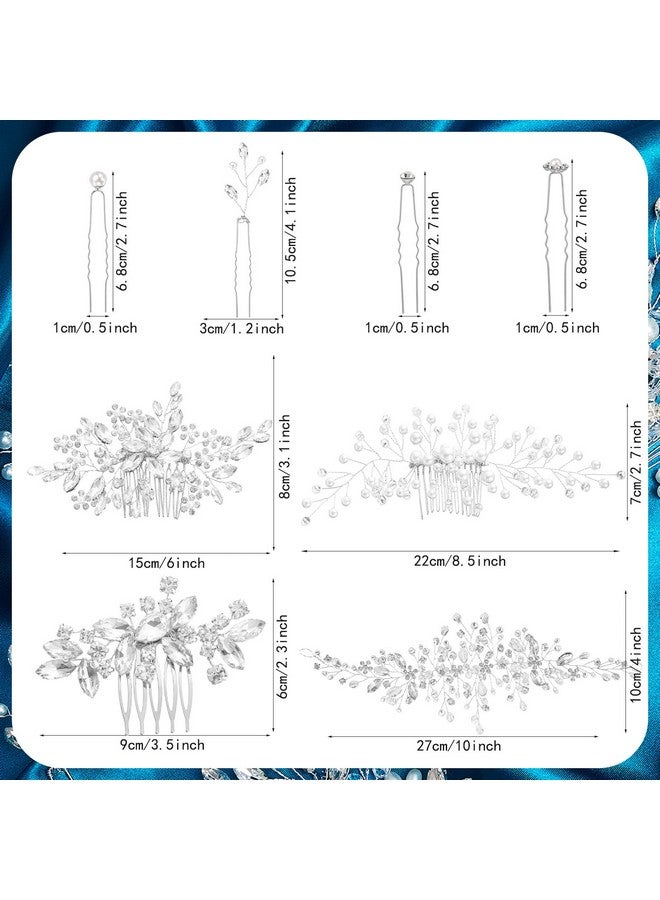 مايتيز 44 قطعة من إكسسوارات شعر الزفاف - لؤلؤ صناعي، كريستال، أمشاط شعر مرصعة بأحجار الراين، مشابك شعر وقطع زهور للعروس ووصيفات العروس (أسلوب أنيق) - Image 2