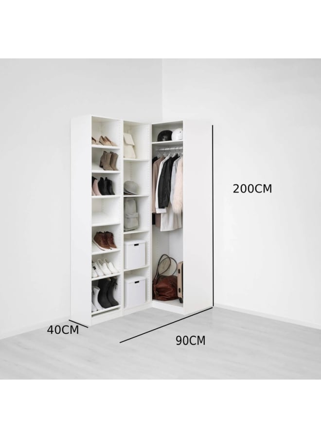 ريترو خزانة ملابس 90×200×40سم – أبيض - Image 2