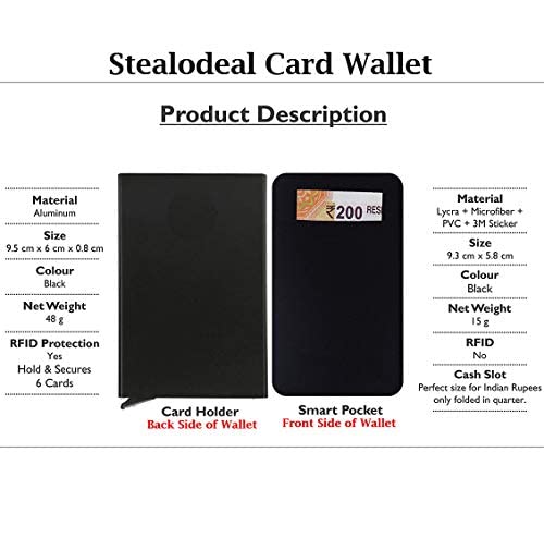 Stealodeal Black RFID Protected Aluminum pop Up Jacket Debit/Credit/ATM Card Holder (Unisex) - Image 4