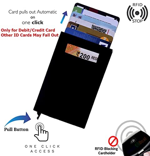 Stealodeal Black RFID Protected Aluminum pop Up Jacket Debit/Credit/ATM Card Holder (Unisex) - Image 2