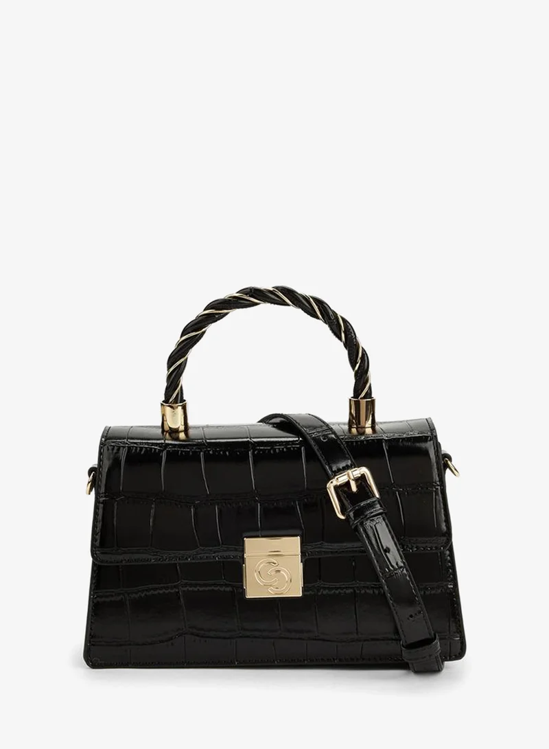 سيليست Textured Satchel Bag With Top Handle