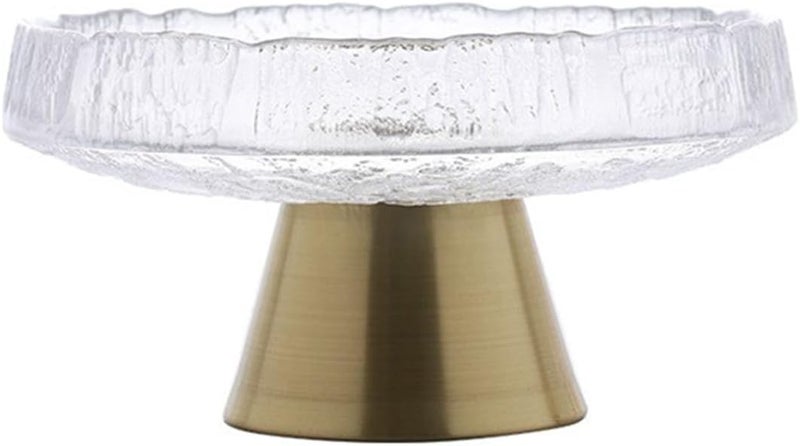 Romehaha 10Inch Glass Fruit Bowl with Metal Base  Decorative Kitchen Counter Fruit Basket for Dining Table  Parties  Stylish Fruit Display Tray for Home Organization  Entertaining - Image 1