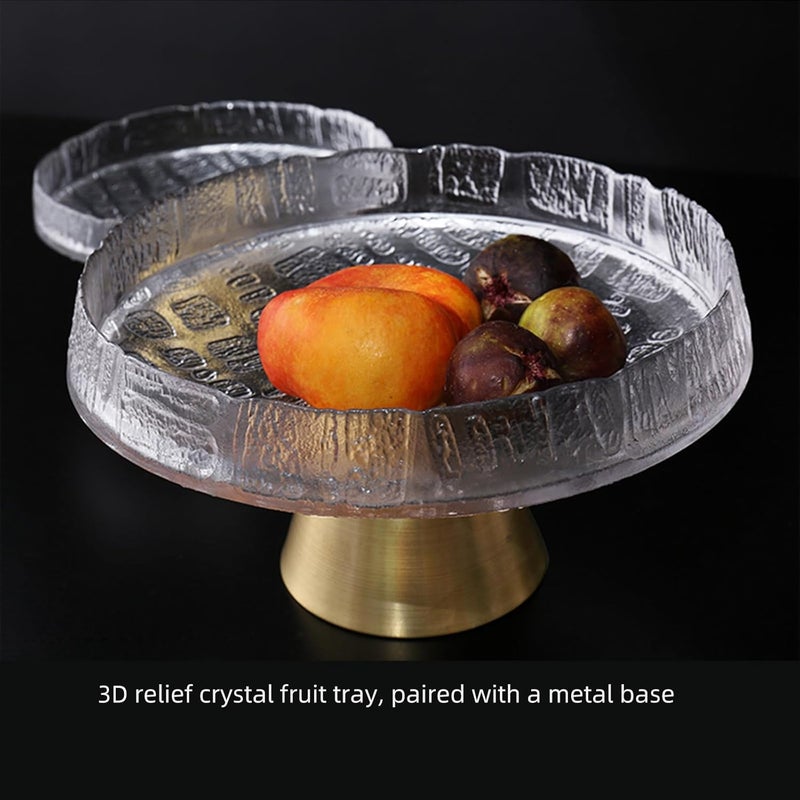 Romehaha 10Inch Glass Fruit Bowl with Metal Base  Decorative Kitchen Counter Fruit Basket for Dining Table  Parties  Stylish Fruit Display Tray for Home Organization  Entertaining - Image 2