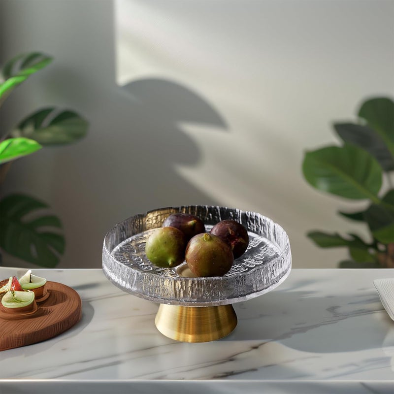 Romehaha 10Inch Glass Fruit Bowl with Metal Base  Decorative Kitchen Counter Fruit Basket for Dining Table  Parties  Stylish Fruit Display Tray for Home Organization  Entertaining - Image 5