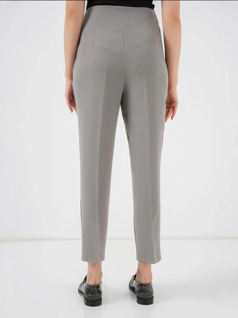 BIG DART BDART High Waist Slim Fit Ankle Length Crepe Pants