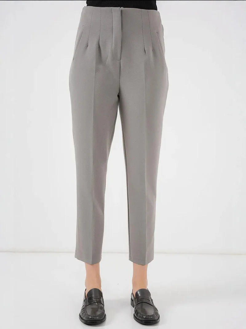 BIG DART BDART High Waist Slim Fit Ankle Length Crepe Pants