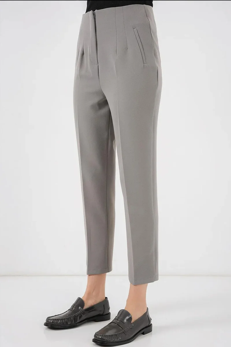 Big Dart BDART High Waist Slim Fit Ankle Length Crepe Pants