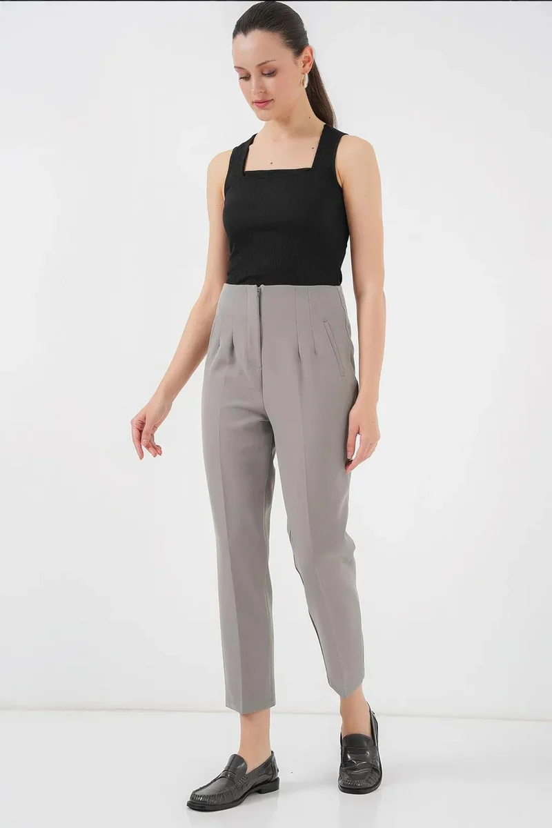 Big Dart BDART High Waist Slim Fit Ankle Length Crepe Pants