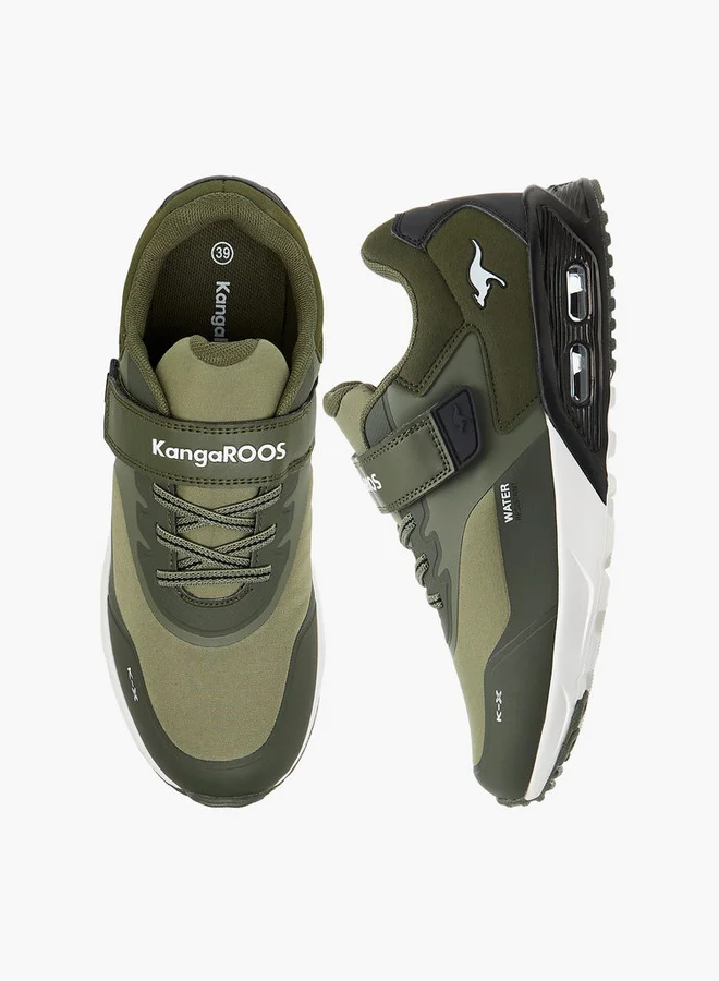 كانغاروس Women's Logo Print Sports Shoes with Hook and Loop Closure
