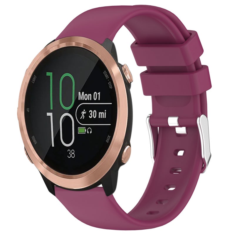 S-TOP For Garmin Forerunner 645 20mm Smooth Solid Color Silicone Watch Band(Burgundy) - Image 1