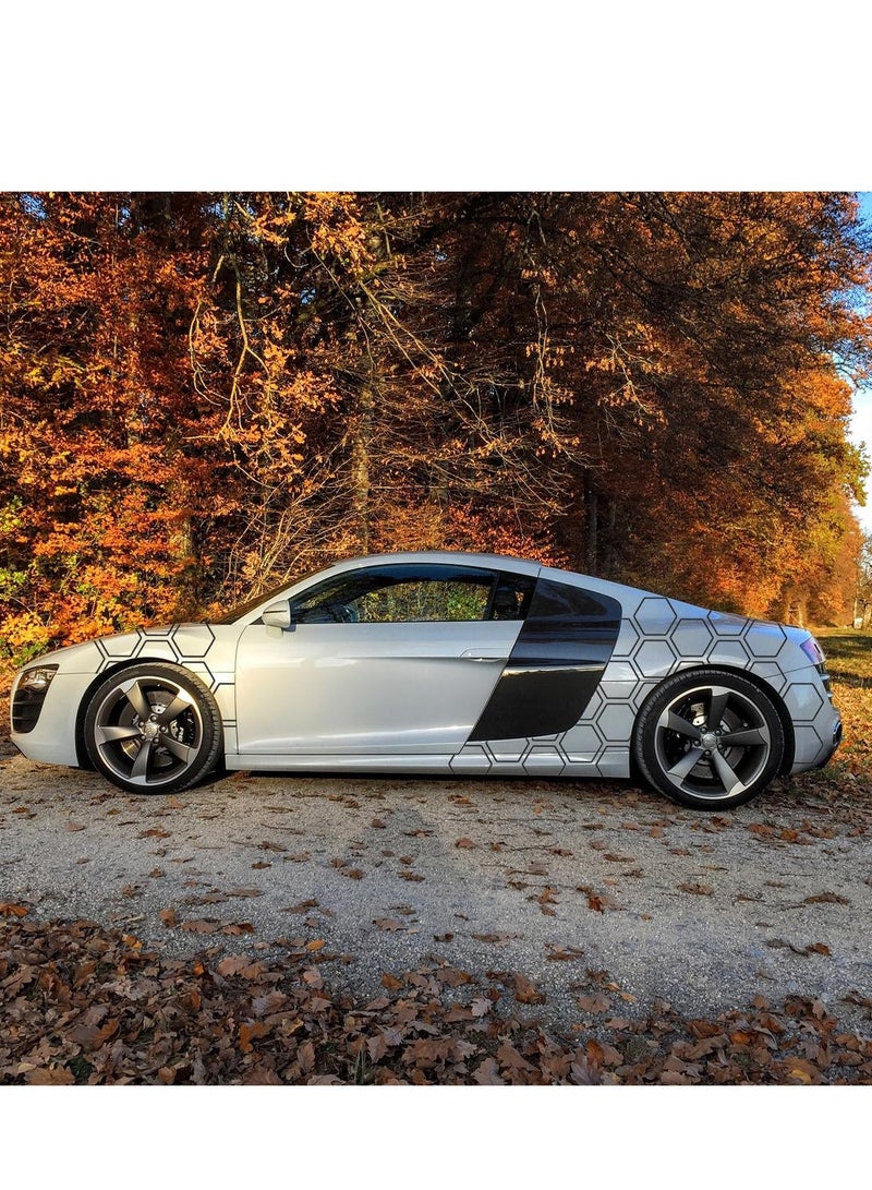 SYOSI Car Door Side Decals, Automotive Body Self-Adhesive Wterproof DIY Hexagon Pattern Vinyl Door Side Graphics Stickers Decoration Accessories, Universal for Vehicles, SUV, Trucks (Carbon Black) - Image 2