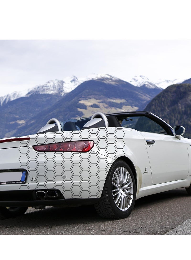 SYOSI Car Door Side Decals, Automotive Body Self-Adhesive Wterproof DIY Hexagon Pattern Vinyl Door Side Graphics Stickers Decoration Accessories, Universal for Vehicles, SUV, Trucks (Carbon Black) - Image 4