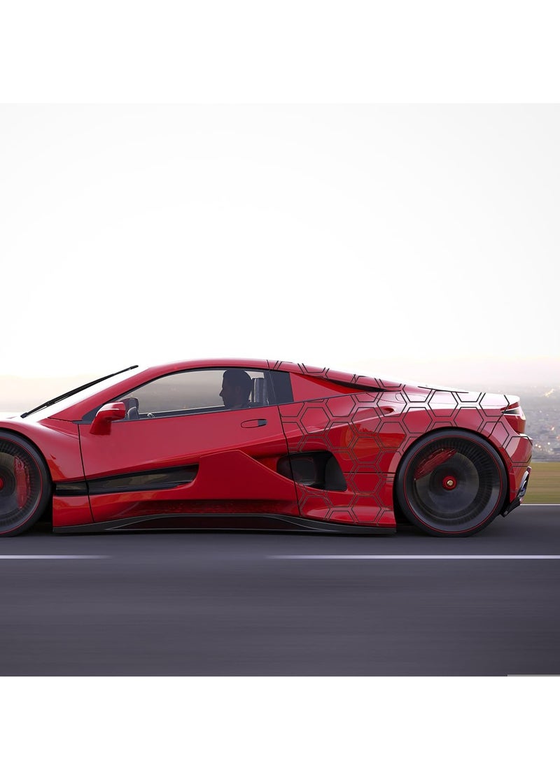 SYOSI Car Door Side Decals, Automotive Body Self-Adhesive Wterproof DIY Hexagon Pattern Vinyl Door Side Graphics Stickers Decoration Accessories, Universal for Vehicles, SUV, Trucks (Carbon Black) - Image 5