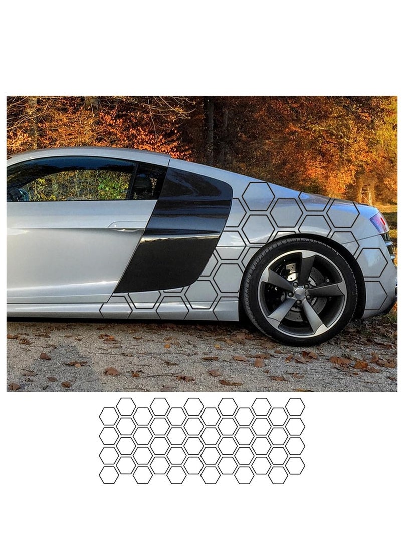SYOSI Car Door Side Decals, Automotive Body Self-Adhesive Wterproof DIY Hexagon Pattern Vinyl Door Side Graphics Stickers Decoration Accessories, Universal for Vehicles, SUV, Trucks (Carbon Black) - Image 1