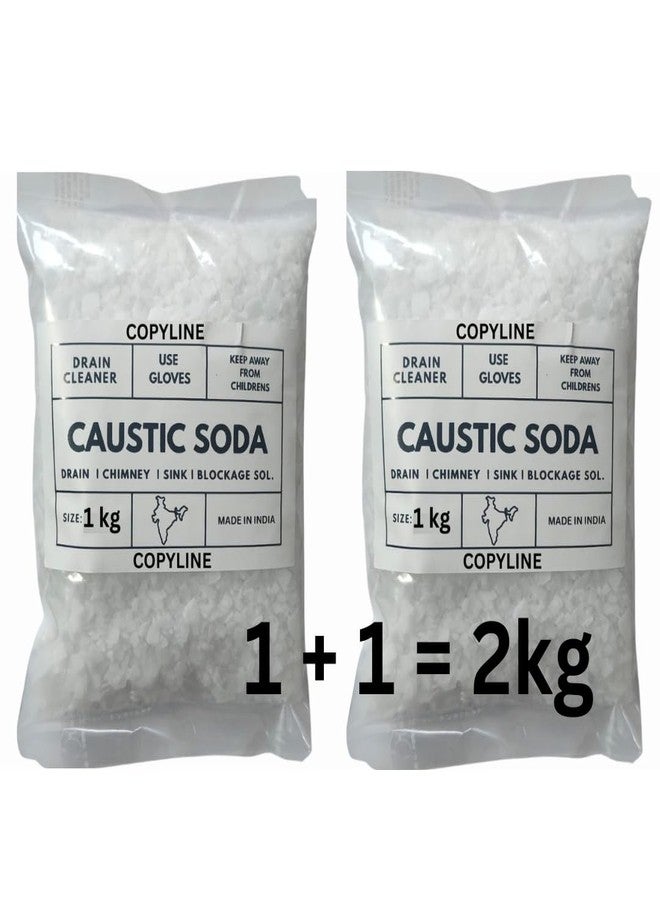 COPY LINE COPYLINE Caustic Soda Flakes 2KG | Caustic Soda for Soap Making, Drain Cleaning, Chimney Cleaning– Fast-Acting Formula to Clear Blockages Instantly Multipurpose Cleaning (1KG + 1KG) - Image 2