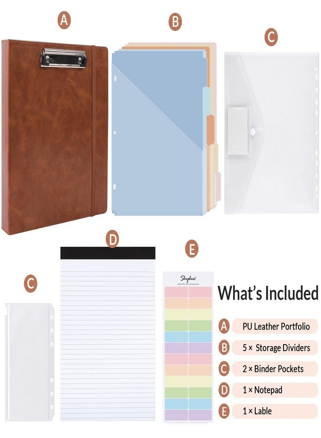 SKYDUE 3 Ring Binder with Clipboard,1 Inch Binder, 13.2" × 10.2" PU Clipboard Binder with Notepad & 5 Dividers with 10 Pockets, Labels, Clipboard Folder Great for School Office(Fit Letter Sized Paper) - Image 3