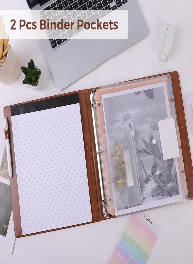 SKYDUE 3 Ring Binder with Clipboard,1 Inch Binder, 13.2" × 10.2" PU Clipboard Binder with Notepad & 5 Dividers with 10 Pockets, Labels, Clipboard Folder Great for School Office(Fit Letter Sized Paper) - Image 5