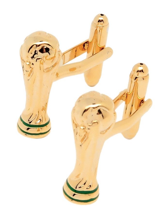 Jonwo 14K Gold Plated Football World Cup Tropy Cufflinks For Men In Gift Case Football Fan Men'S Cuff Link For Wedding Shirt Party Business Regular Anniversary Dress - Image 1