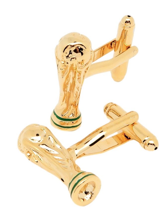 Jonwo 14K Gold Plated Football World Cup Tropy Cufflinks For Men In Gift Case Football Fan Men'S Cuff Link For Wedding Shirt Party Business Regular Anniversary Dress - Image 2