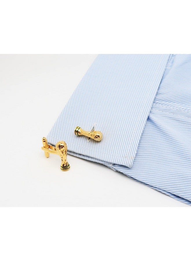 Jonwo 14K Gold Plated Football World Cup Tropy Cufflinks For Men In Gift Case Football Fan Men'S Cuff Link For Wedding Shirt Party Business Regular Anniversary Dress - Image 3