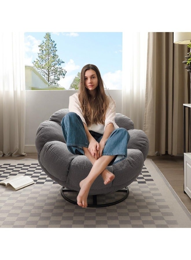 GGEROU Rocking Floor Sofa Chair, High-Density Foam Single Bean Bag Couch, Armless Lazy Floor Sofa, Modern Lounge Sofa Tatami for Living Room Bedroom Salon Grey - Image 3