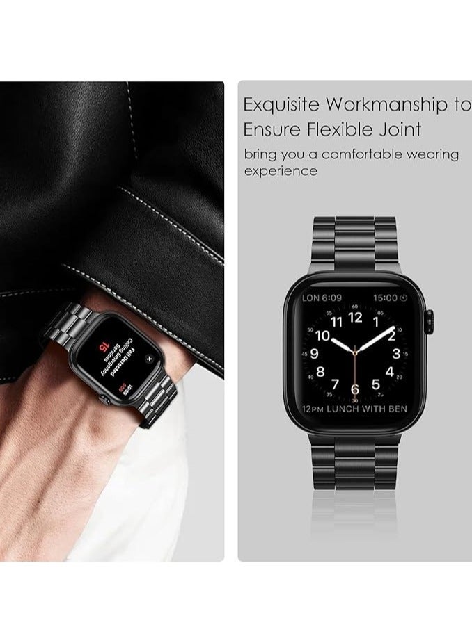 ملائكي  سوار معدني متوافق مع Apple Watch مقاسات 49 مم، 46 مم، 45 مم، 44 مم، 42 مم، 41 مم، 40 مم، 38 مم للرجال والنساء، سوار ستانلس ستيل أنيق مناسب لساعات iWatch Ultra 2، SE، Ultra، Series 9، 8، 7، 6، 5، 4، 3، 2، 1. - Image 4