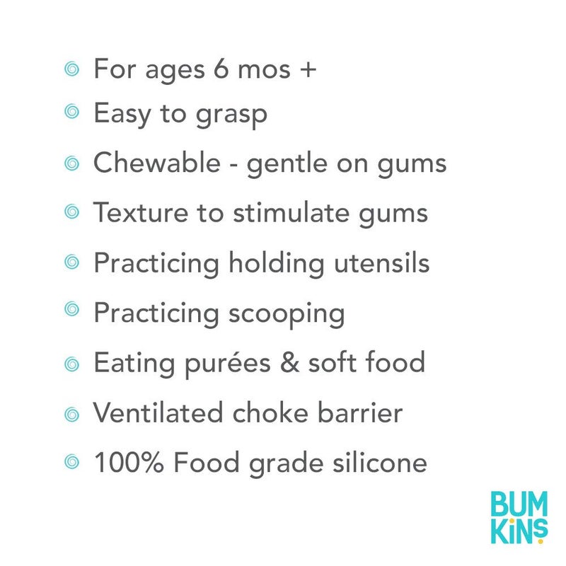 Bumkins Baby Utensils Set, Chewtensils Silicone Spoons for Dipping, Self-Feeding, Baby Led Weaning, Trainer Learning, First Stage Eating, Soft Practice Fork and Spoon, Babies 6 Months, Sand Beige - Image 5