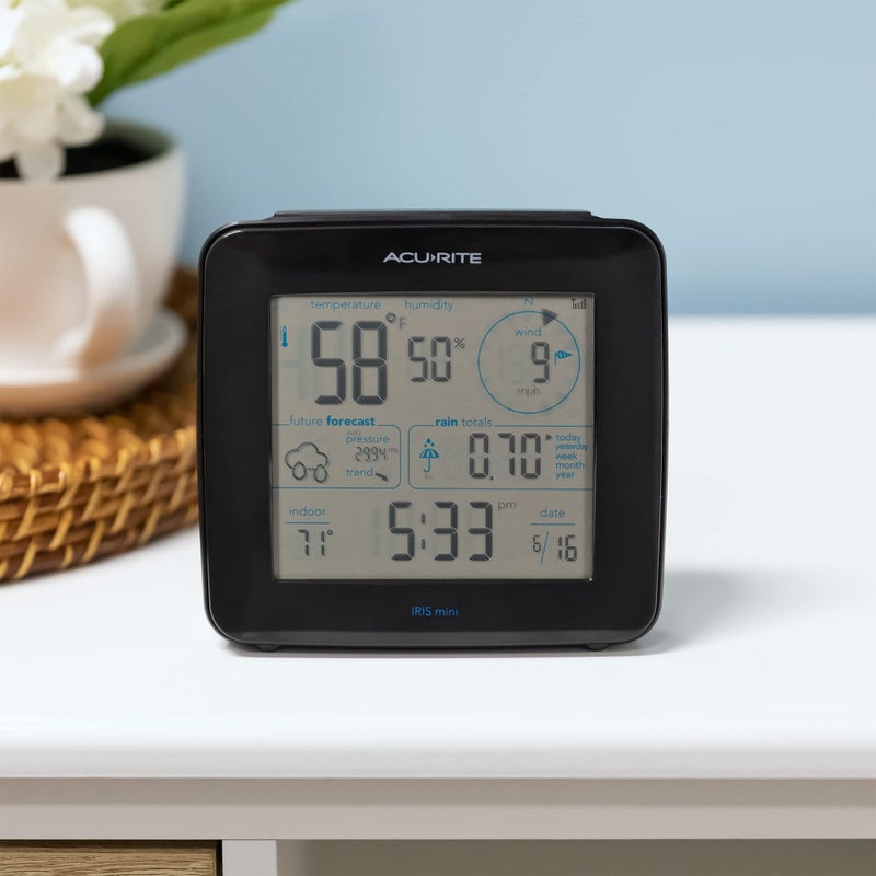 AcuRite Iris Weather Station with Mini Wireless Display for Temperature, Humidity, Wind Speed, Wind Direction, Historic Rainfall Totals, and Hyperlocal Forecast with Built-in Barometer (01122M) - Image 3