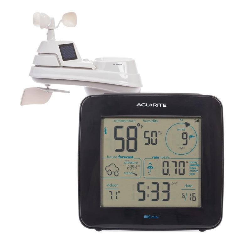 AcuRite Iris Weather Station with Mini Wireless Display for Temperature, Humidity, Wind Speed, Wind Direction, Historic Rainfall Totals, and Hyperlocal Forecast with Built-in Barometer (01122M) - Image 1