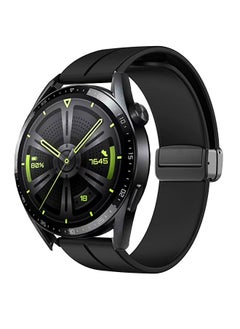 Magnetic Folding Buckle Watch Band 22mm Watch Band Quick Release Skin Friendly Soft Silicone Sport Watch Bands for HUAWEI Watch GT3 46mm Black