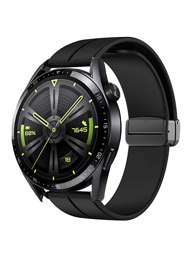 S-Color - Magnetic Folding Buckle Watch Band 22mm Watch Band Quick Release Skin Friendly Soft Silicone Sport Watch Bands for HUAWEI Watch GT3 46mm Black - Image 1