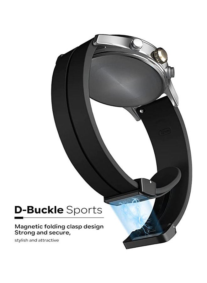 S-Color - Magnetic Folding Buckle Watch Band 22mm Watch Band Quick Release Skin Friendly Soft Silicone Sport Watch Bands for HUAWEI Watch GT3 46mm Black - Image 1