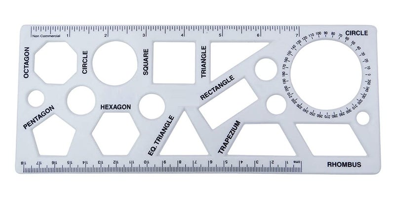 FIRST CLICK Shapes Stencil for Drawing Shapes Stencils for Kids Geometry Set Inbuilt Scale Ruler 1 pcs Made by Flexible Plastic Material. - Image 2