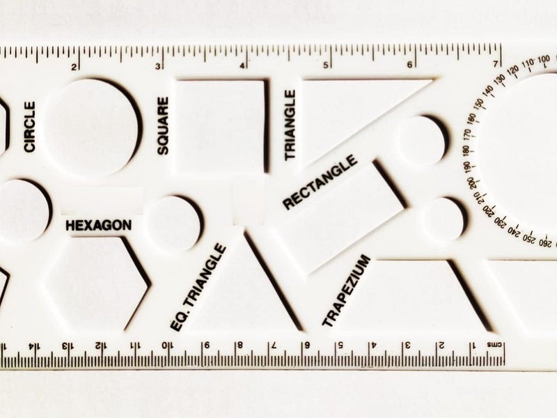 FIRST CLICK Shapes Stencil for Drawing Shapes Stencils for Kids Geometry Set Inbuilt Scale Ruler 1 pcs Made by Flexible Plastic Material. - Image 3