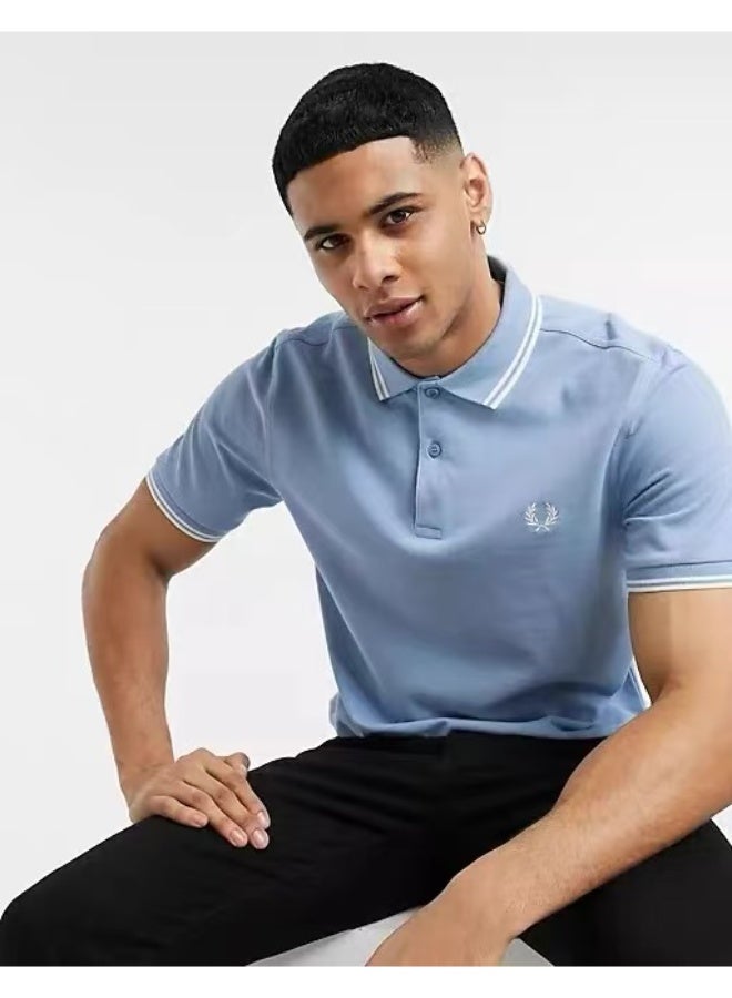 فريد بيري بولر رجالي موديل ضيق (Slim Fit) - قميص بولو بكمام قصير للعمل والاسترخاء - Image 1