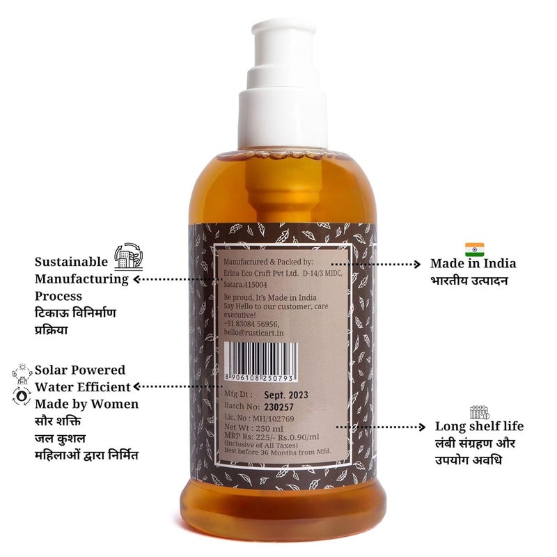 Rustic Art Organic Orange Neem Hand Wash  Natural Vegan  NonDrying Hydrating  250 ml Pack Of 2 - Image 3