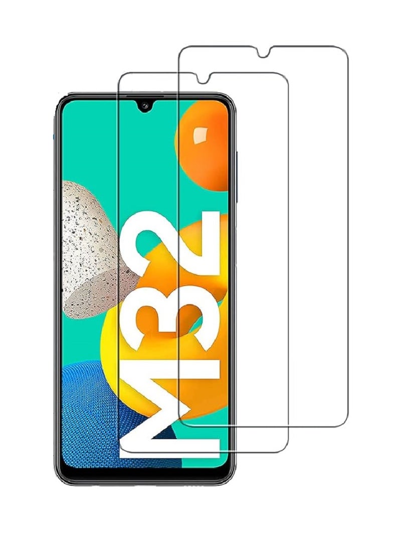 Super 2 Pieces Tempered Glass Screen Protector Clear Designed For Samsung Galaxy M32 4G Full Screen Coverage And Bubble Free - Image 1
