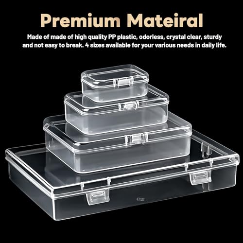 Mauproy 24 Pack Mixed Sizes Small Plastic Storage Containers, Mini Rectangular Small Items Organizer Boxes with Hinged Lids and Labels for Craft Jewelry Beads - Image 3