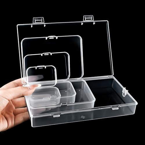 Mauproy 24 Pack Mixed Sizes Small Plastic Storage Containers, Mini Rectangular Small Items Organizer Boxes with Hinged Lids and Labels for Craft Jewelry Beads - Image 4