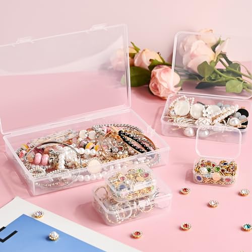 Mauproy 24 Pack Mixed Sizes Small Plastic Storage Containers, Mini Rectangular Small Items Organizer Boxes with Hinged Lids and Labels for Craft Jewelry Beads - Image 5
