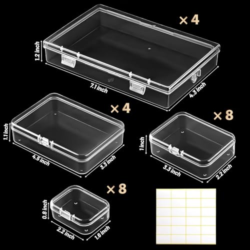 Mauproy 24 Pack Mixed Sizes Small Plastic Storage Containers, Mini Rectangular Small Items Organizer Boxes with Hinged Lids and Labels for Craft Jewelry Beads - Image 2