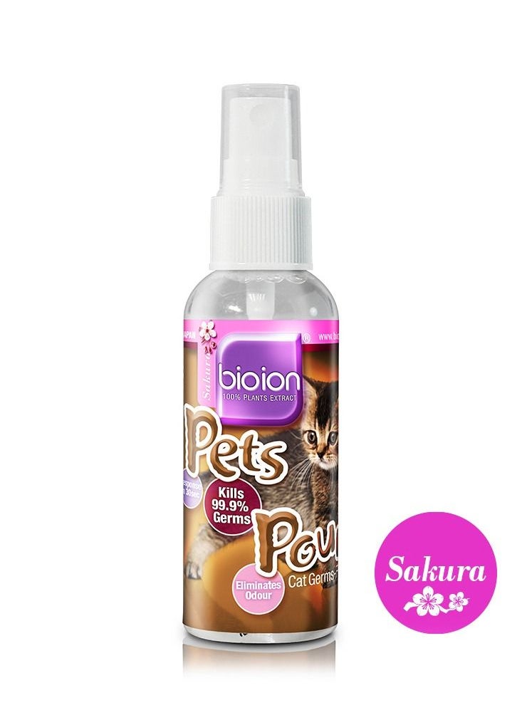 bioion - Pets Pounce Sanitizer - Pet Paw, Fur, Ear Cleaner, Safe for Pets - Plant Based, Non-Alcoholic - Sakura Fragrance - 60ml Cat - Image 1