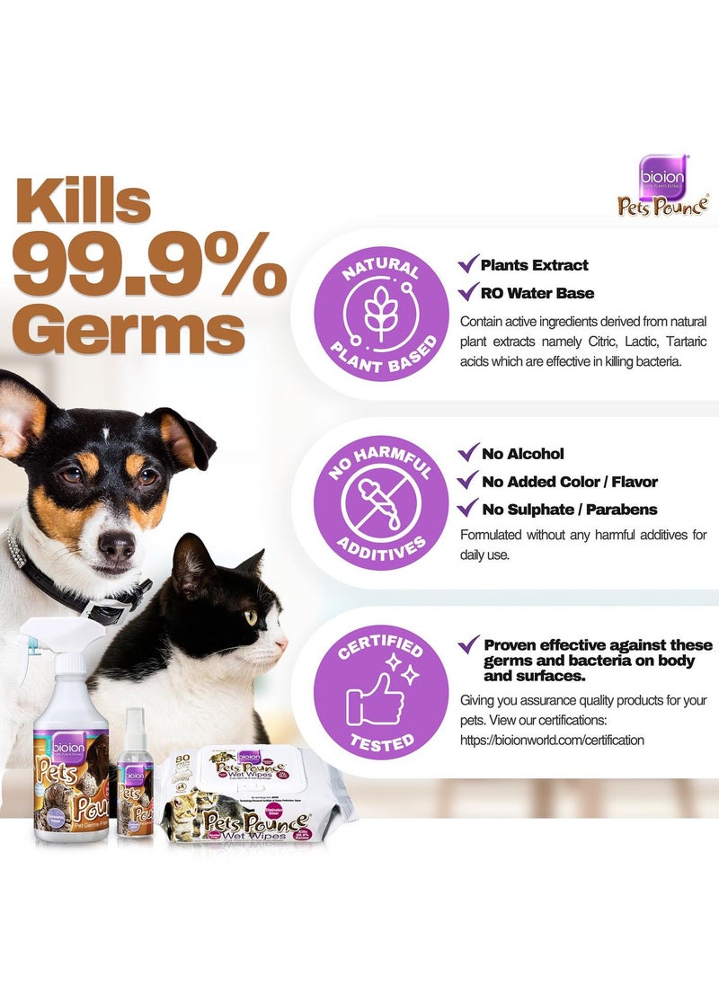 bioion - Pets Pounce Sanitizer - Pet Paw, Fur, Ear Cleaner, Safe for Pets - Plant Based, Non-Alcoholic - Sakura Fragrance - 60ml Cat - Image 1