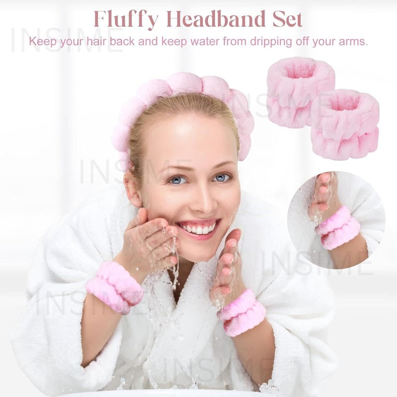 INSIME Facial Spa Headband for Women | Stylish Makeup and Face Wash Hair Band With Wrist Towel | Beauty Skincare Hairband, 1 count (Pack of 1) - Image 5